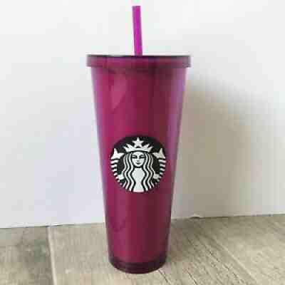 RARE Starbucks Fuchsia Venti 24oz Tumbler Cold Cup Black & White Logo With Straw - Sold on eBay Jul 13, 2021 for $350.00