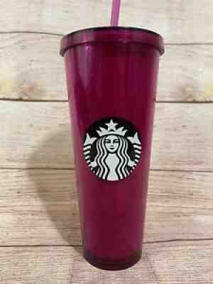 STARBUCKS RARE FUCHSIA MAGENTA TUMBLER WITH BLACK AND WHITE LOGO 24 OZ - Sold on eBay Aug 12, 2021 for $250.00