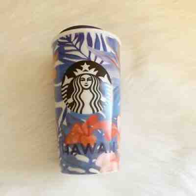 Starbucks 2015 Hawaii Hibiscus Flower Ceramic Traveler Tumbler Coffee Mug 12oz - Sold on eBay Aug 01, 2021 for $45.00