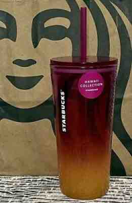 New Starbucks Hawaii Collection Ombre Pink 18 Oz. Cold Cup - Sold on eBay May 28, 2021 for $40.99