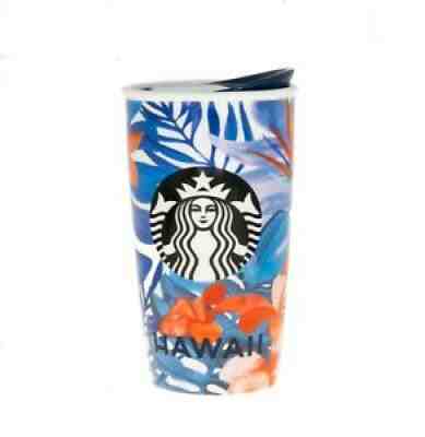 Starbucks 2015 Hawaii Hibiscus Flower Ceramic Traveler Tumbler Coffee Mug 12oz - Sold on eBay Aug 08, 2021 for $40.00