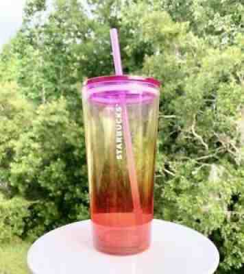 HAWAII EXCLUSIVE! STARBUCKS Summer 2021 Tumbler Sunset Pink Orange Glass 18oz - Sold on eBay Aug 06, 2021 for $39.99