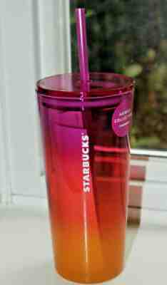 NEW Starbucks Hawaii Exclusive Pink Sunset Ombre Glass Tumbler Cold Cup 18 oz - Sold on eBay Jul 05, 2021 for $39.98