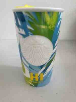 ð??´12oz Starbucks  HAWAII  Ceramic Insulated Double WallÂ Coffee TumblerÂ Palm Leaves