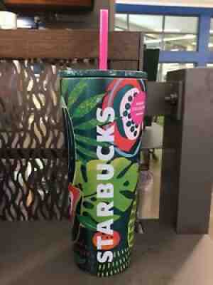 (1) Starbucks Hawaii Exclusive Collection Tumbler Metal 24 OZ Aloha Fruit *Teal* - Sold on eBay Aug 11, 2021 for $38.95