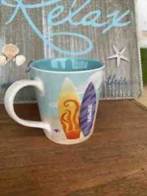 Starbucks Hawaii Shark Surfboards Coffee Mug Tea Cup Blue Sand Turtle 10oz - Sold on eBay Aug 08, 2021 for $35.00