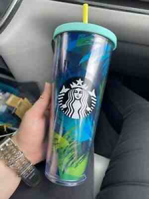 Starbucks Hawaii Acrylic Tumbler Cold Cup 24 oz Green Blue Palm Tropical Logo - Sold on eBay Jun 23, 2021 for $34.00