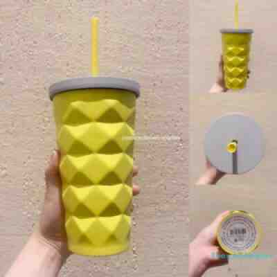 2021 China Starbucks Summer Diamond Pineapple Straw Cup SS Yellow 16oz Tumbler - Sold on eBay Jul 01, 2021 for $62.99