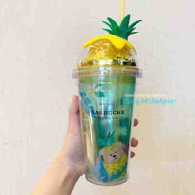 2021 China Starbucks Pineapple Sequins Straw Cup Double Arch Cover Plastic 16oz - Sold on eBay Jul 25, 2021 for $51.99