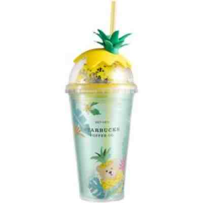Starbucks 2021 Cup New Product Pineapple Double Arch Sequin Cute Straw Water Cup - Sold on eBay Aug 02, 2021 for $48.99