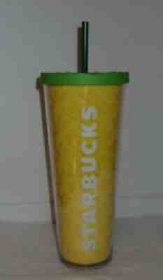 NEW Starbucks 2014 Yellow Pineapple Cold Cup Tumbler Venti 24oz Green Lid Straw - Sold on eBay Jul 23, 2021 for $42.97