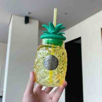 Starbucks 2021 China Summer Pineapple Shaped 19.5oz Glass Straw Cup - Sold on eBay Jul 28, 2021 for $42.00