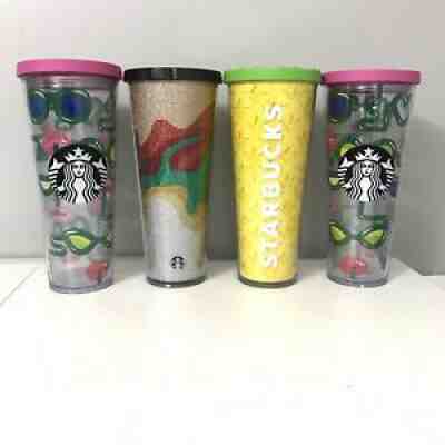 Lot of 4 Starbucks Tumblers 24oz with Lids Hawaiian Pineapple, Glitter & More - Sold on eBay Jun 29, 2021 for $39.95