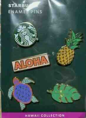 New Rare Starbucks Hawaii Collection Five Enamel Pins Aloha, Starbuck, Pineapple - Sold on eBay Aug 21, 2021 for $15.00