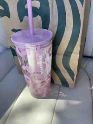 Starbucks Summer 2021 Series Pink Leopard Glass Tumbler 18 oz - Sold on eBay Jul 05, 2021 for $49.00