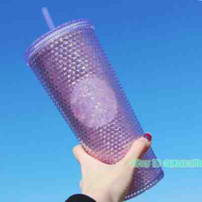 Starbucks 2021 China Purple Iridescent Bling Glitter Studded Tumbler 24oz - Sold on eBay Jul 06, 2021 for $50.00