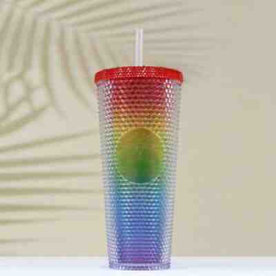 Starbucks China 2021 24oz Valentine's Rainbow Diamond Studded Tumbler CUP - Sold on eBay Aug 07, 2021 for $41.00