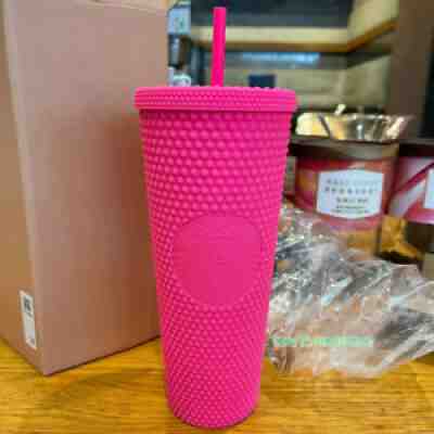 Starbucks 2021 China Matte Barbie Pink Bling Studded Tumbler Straw Cup 24oz - Sold on eBay Jul 02, 2021 for $53.00