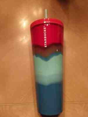 Starbucks 2021 Summer Trio Warm Multi Colors Wave Tumbler 24 Oz - Sold on eBay Jun 17, 2021 for $16.00