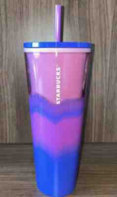 Starbucks Summer 2021 Pink Purple Blue Tie-Dye Wave 24 oz Tumbler Cold Cup New - Sold on eBay Jul 06, 2021 for $19.80
