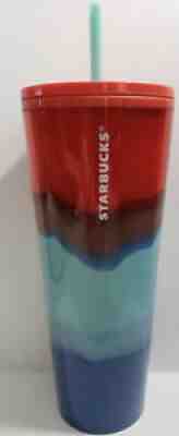 2021 STARBUCKS 24 Oz. Acrylic VENTI Cold Cup Tumbler RED AQUA BLUE WAVE New - Sold on eBay Jun 19, 2021 for $21.50