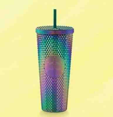 1 Limited Starbucks Tumbler Studded Bling Crystal Oil Slick purple 2021 Free Bag - Sold on eBay Jul 07, 2021 for $75.00