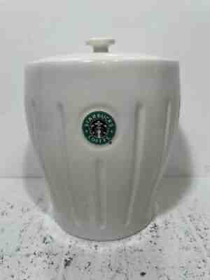 Vtg 2003 White STARBUCKS Ribbed Barista 1lb Coffee Cookie Canister Jar - Sold on eBay Sep 10, 2021 for $49.99