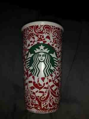 2016 Starbucks Red Candy Cane Ceramic Christmas Tumbler 12 Oz w/Lid - Sold on eBay Jul 06, 2021 for $6.96