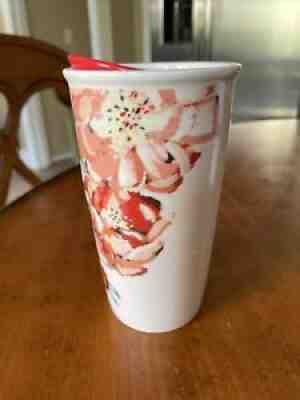2015 Starbucks Floral Red Flower Tall 10 oz Ceramic Tumbler Travel Cup with Lid - Sold on eBay Aug 14, 2021 for $9.99