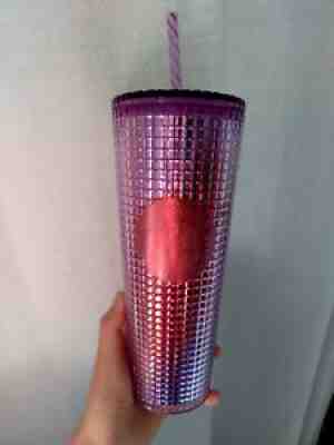Starbucks Summer 2021 pink red violet metallic studded 24 oz tumbler - Sold on eBay Sep 07, 2021 for $21.00