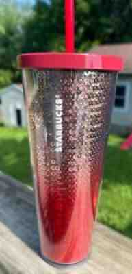 Starbucks Red And Silver Sequin OmbrÃ© 24oz Tumbler - Sold on eBay Jun 27, 2021 for $15.00