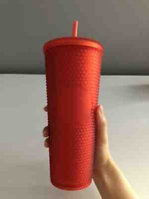 Starbucks Venti Studded Tumbler - Neon Coral (Matte Red) - Sold on eBay Aug 09, 2021 for $23.00