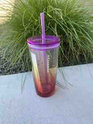 ð?? NEW Starbucks Ombre Red Yellow Pink 18 oz Summer 2021 Sunrise Glass Tumblerð??¸ - Sold on eBay Aug 13, 2021 for $20.00