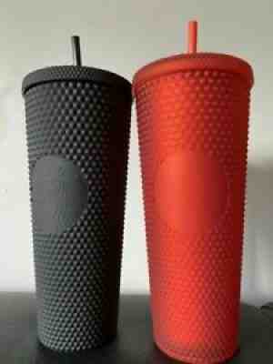 NEW STARBUCKS Studded Tumbler Cup Matte Black & Matte Red SET of 2 - Sold on eBay Jun 24, 2021 for $46.99