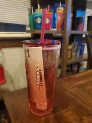 Starbucks 2021 Spring 18 Oz. Red Ombre Swirl Glass Cold Cup - Sold on eBay Jul 21, 2021 for $10.00