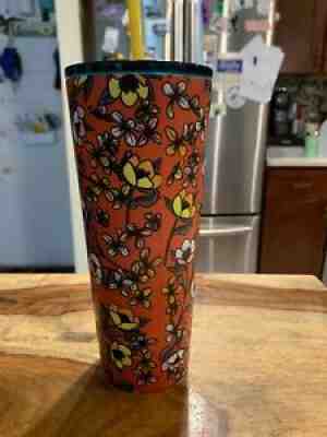 Starbucks Stainless Steel Red Yellow Poppy Flower Floral Tumbler EUC RARE 2018 - Sold on eBay Aug 13, 2021 for $242.50