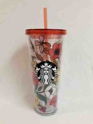 Starbucks Red Yellow Orange Poppy Flowers 24 oz Cold Cup Tumbler With Straw - Sold on eBay Sep 06, 2021 for $149.00