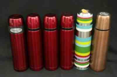 6x Starbucks 16oz Stainless Red Stripe Bullet Bottle Travel Coffee Mugs 10"x2.5" - Sold on eBay Aug 29, 2021 for $12.05