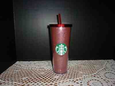 NEW STARBUCKS 2014 Red with Pink Glitter Siren 24oz Acrylic Tumbler Lid Straw - Sold on eBay Aug 08, 2021 for $29.00