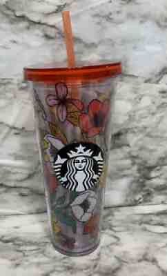 STARBUCKS Acrylic VENTI Cold Cup Tumbler POPPY FLOWERS Red Yellow Orange 24 Oz. - Sold on eBay Aug 03, 2021 for $149.00