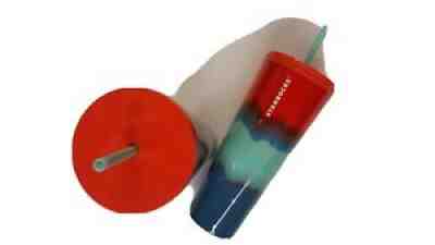 â?¨2021 Starbucks Red & Blue Venti Cold Cup w/straw - Sold on eBay Aug 15, 2021 for $14.50