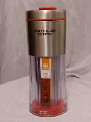 Starbucks Red VIA Ready Brew Stainless Steel Coffee Tumbler Cup 10 Oz 2009 EUC - Sold on eBay Jul 29, 2021 for $14.90