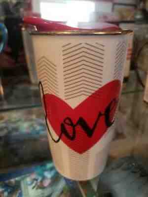 Starbucks Coffee 2014 Red Heart LOVE Ceramic Travel Tumbler Mug With Lid 12oz - Sold on eBay Jun 23, 2021 for $10.99