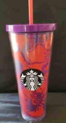 Starbucks Tumbler Cold Cup Venti Floral Red / Purple With Lid And Straw - Sold on eBay Sep 05, 2021 for $24.99