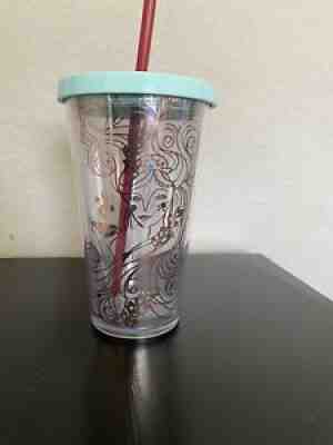 Starbucks Clear plastic gold Siren teal lid and red straw 16 oz Rare - Sold on eBay Aug 31, 2021 for $12.00