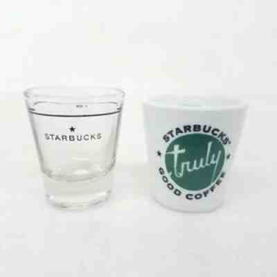 Starbucks 1oz Shot Glasses Truly Good Coffee Ceramic + Clear Glass - Sold on eBay Aug 22, 2021 for $9.99