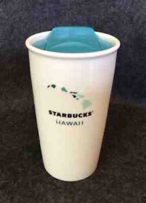 2014 Starbucks Hawaii Ceramic 12oz Tumbler w/Matching Turquoise Lid Limited Ed. - Sold on eBay Aug 10, 2021 for $26.99