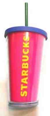 Starbucks 2014 Acrylic Hot Pink 16 oz. Tumbler With Green Straw, Purple Lid - Sold on eBay Jul 24, 2021 for $14.75