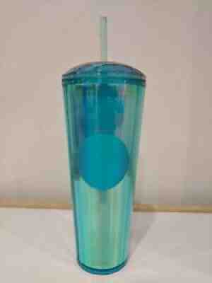 Starbucks 2021 Summer Turquoise Teal Blue Iridescent Kaleidoscope Tumbler 24 oz - Sold on eBay Jun 26, 2021 for $32.50