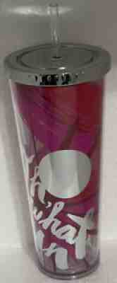 2014 STARBUCKS 24 Oz. Cold Cup Tumbler OH WHAT FUN SILVER DOT PINK WATERCOLOR - Sold on eBay Aug 14, 2021 for $41.00